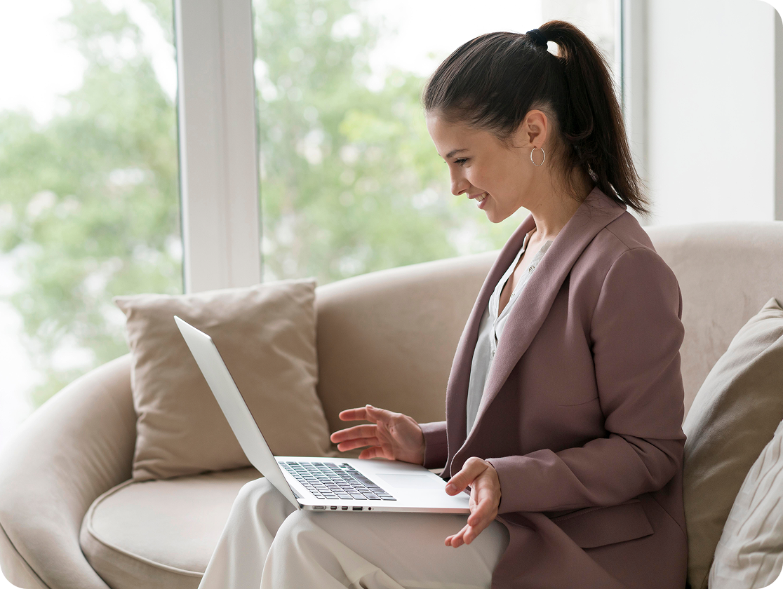 Woman searching real estate
